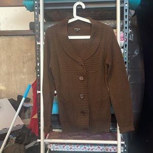 Effect Brown Knit Cardigan